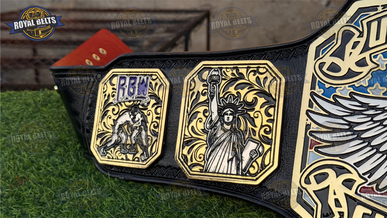 Wrestling Championship Title Belt layered center plate with HD CNC engraving