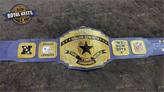 Dallas Cowboys NFL Football Title Belt stacked plated belt with metal plates Designed by Royal Belts