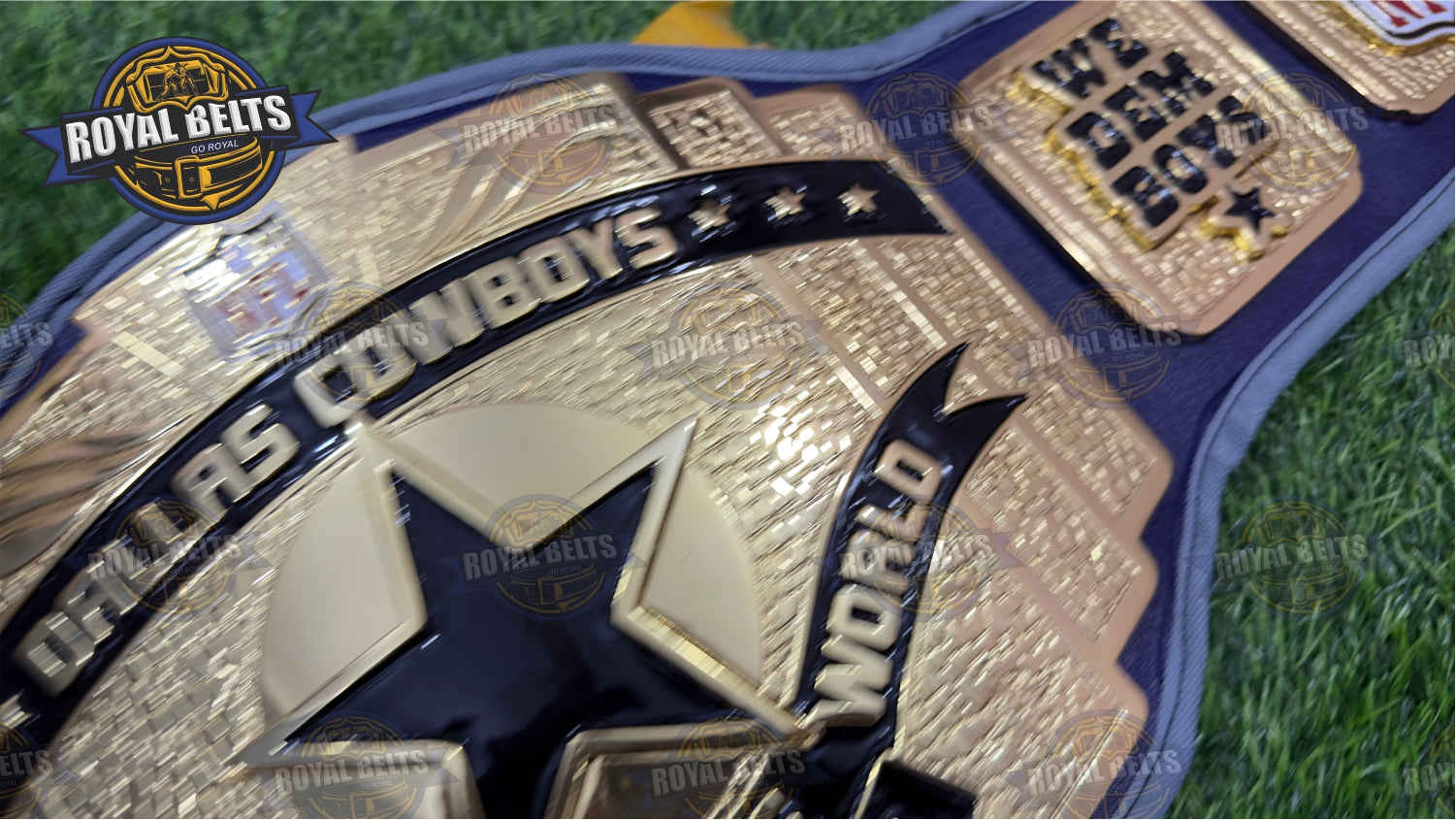 Dallas Cowboys NFL Football Title Belt heavyweight style stacked plated belt