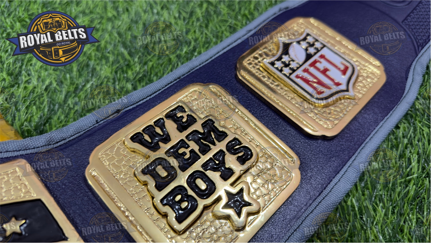 Dallas Cowboys NFL Football Title Belt premium stacked plate football championship belt