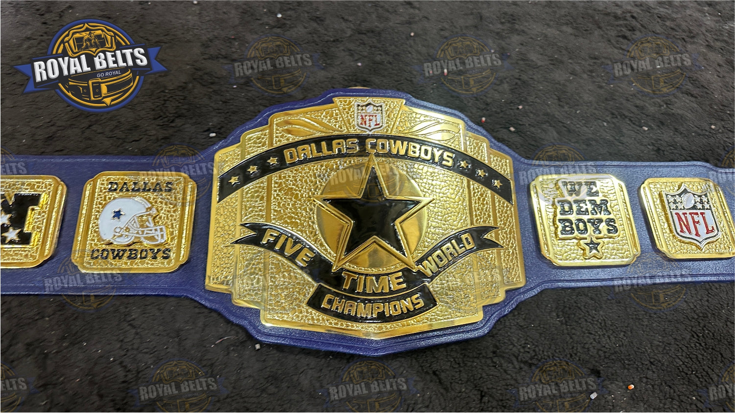 Dallas Cowboys NFL Football Title Belt custom stacked plate championship belt adult size Made by Royal Belts