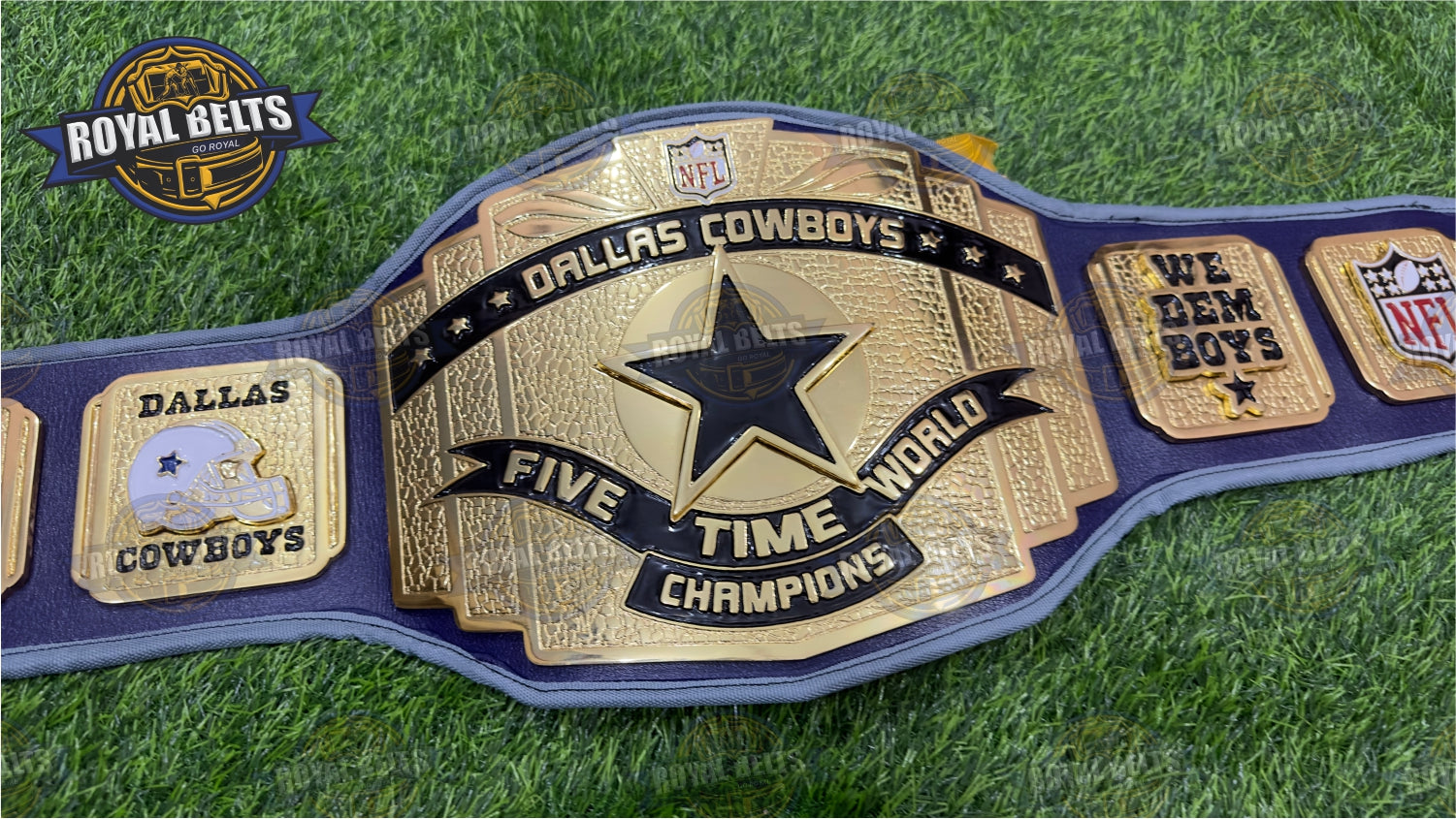 Dallas Cowboys NFL Football Title Belt metal stacked plate championship belt design 