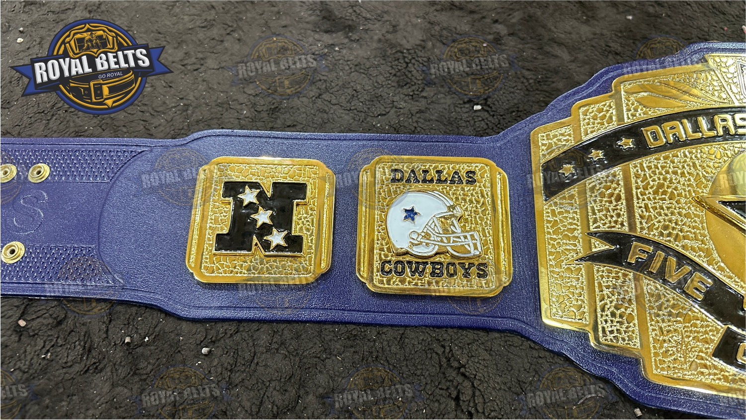 Dallas Cowboys NFL Football Title Belt adult size stacked plated replica belt