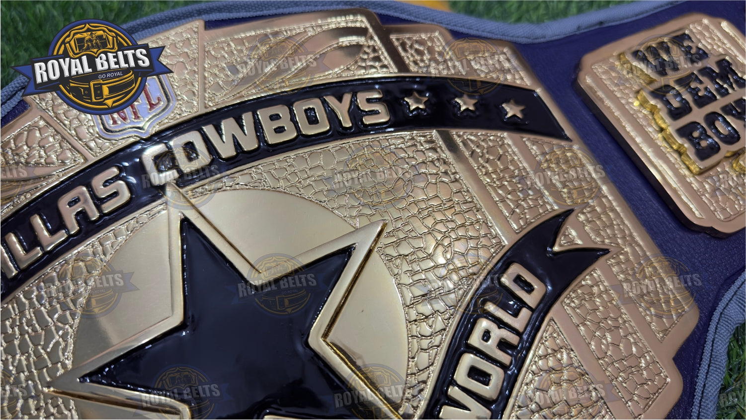 Dallas Cowboys NFL Football Title Belt stacked metal plates football title belt