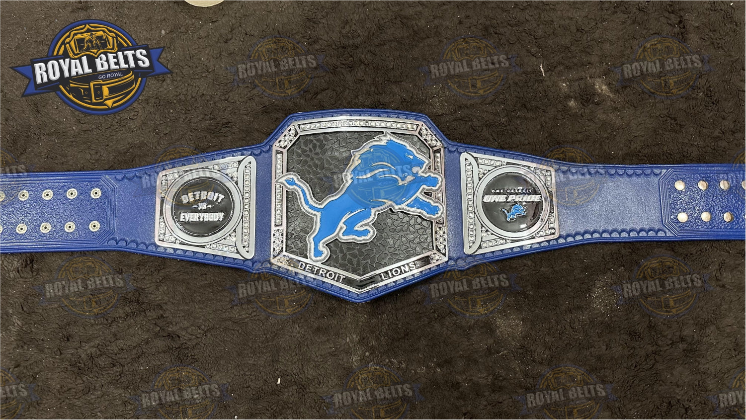 Detroit Lions Football Title Belt custom belt zinc plated adult size Crafted by Royal Belts