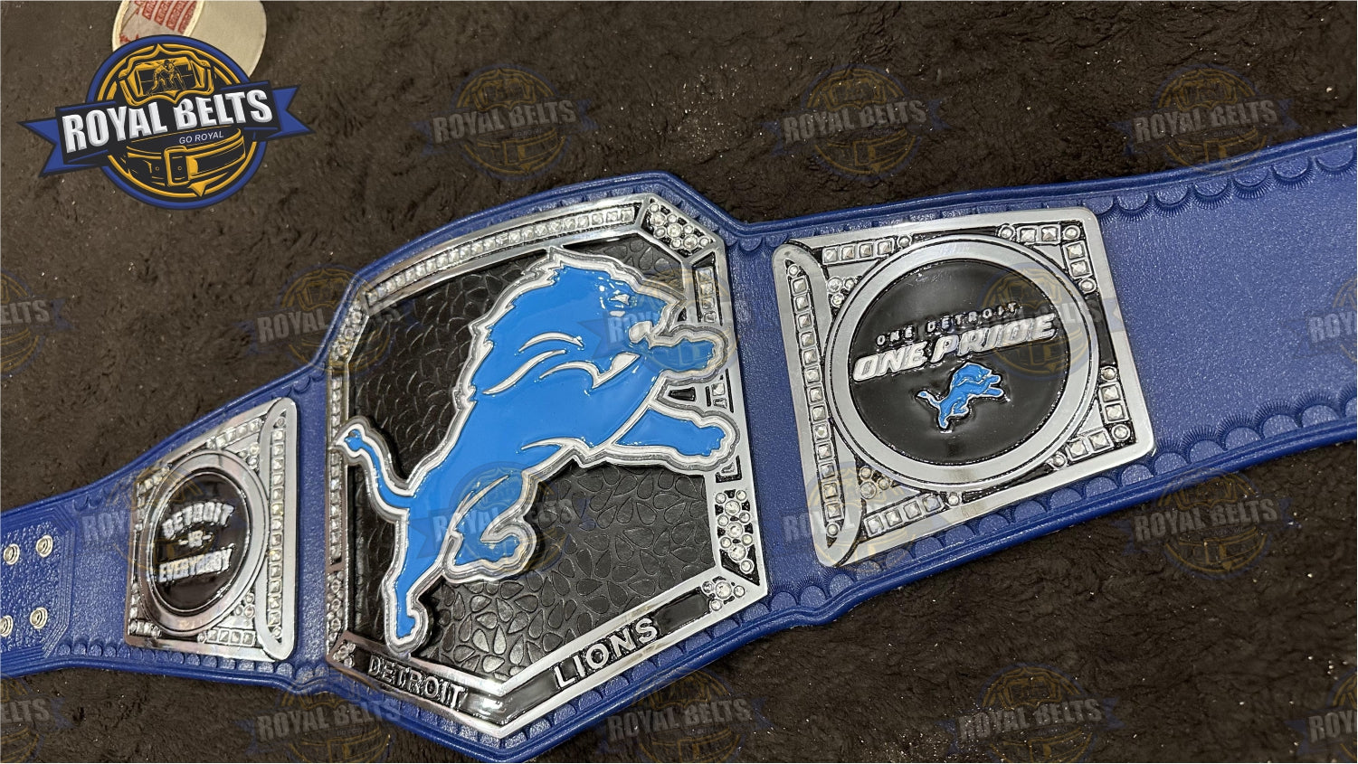 Detroit Lions Football Title Belt metal stacked plate zinc plated replica