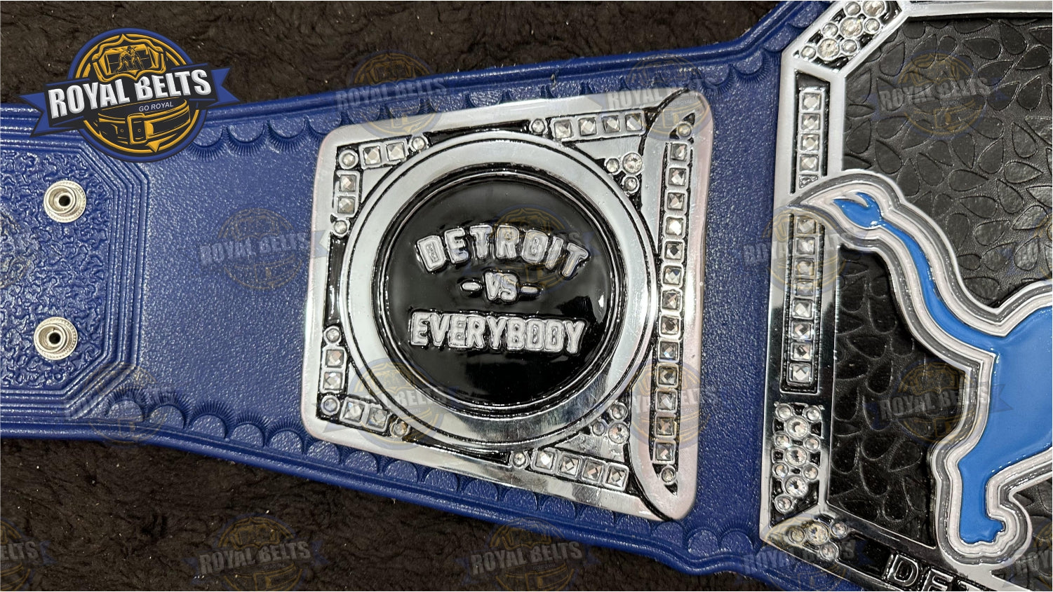 Detroit Lions Football Title Belt adult size zinc plated replica