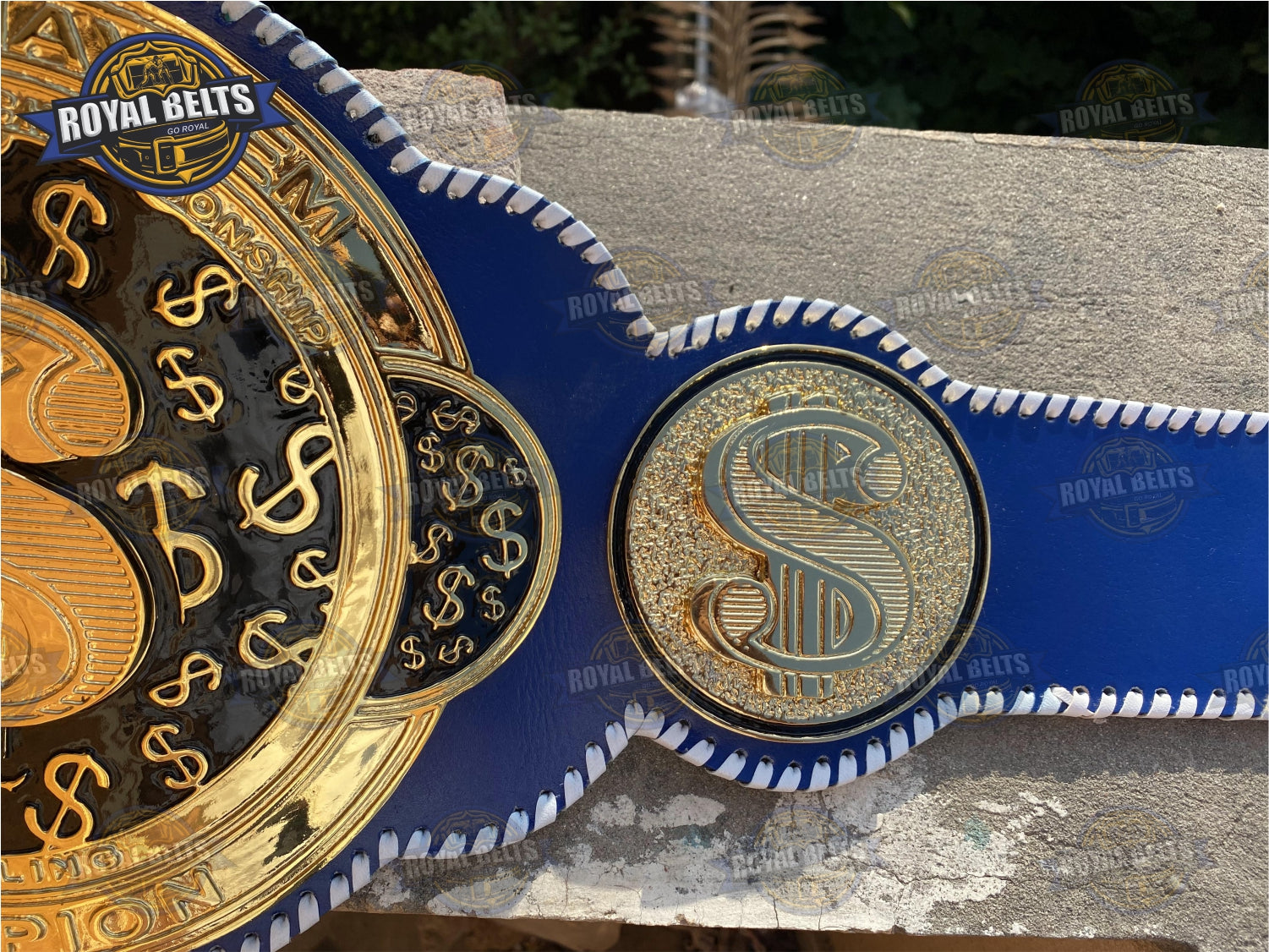 Money championship belt Dollar Custom Title Belt, laced strap title belt stacked plate premium metal Handmade by Royal Belts