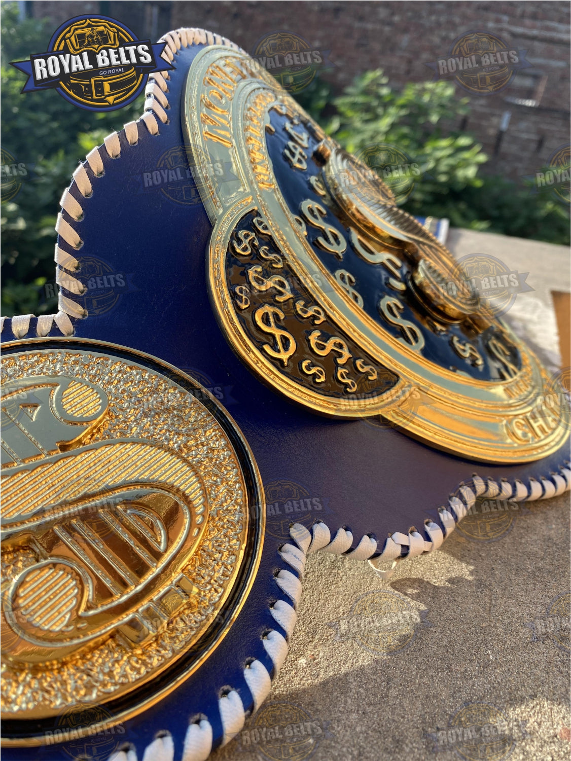 Dollar Custom Title Belt with laced strap, money belt stacked plate collectible