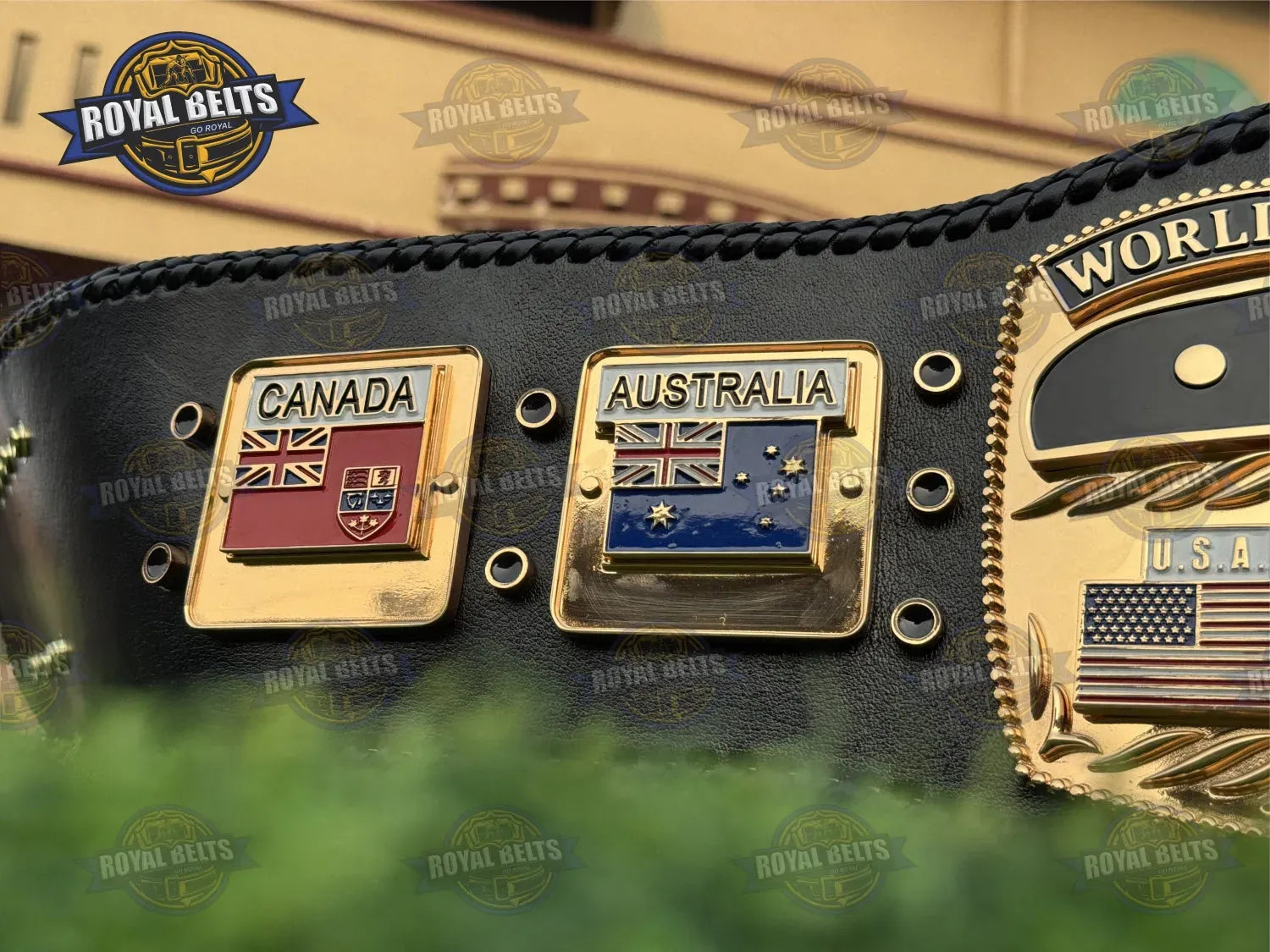 Domed Globe Ric Flair HD CNC Championship Title Belt beveled edges and reinforced snap fasteners for secure fit