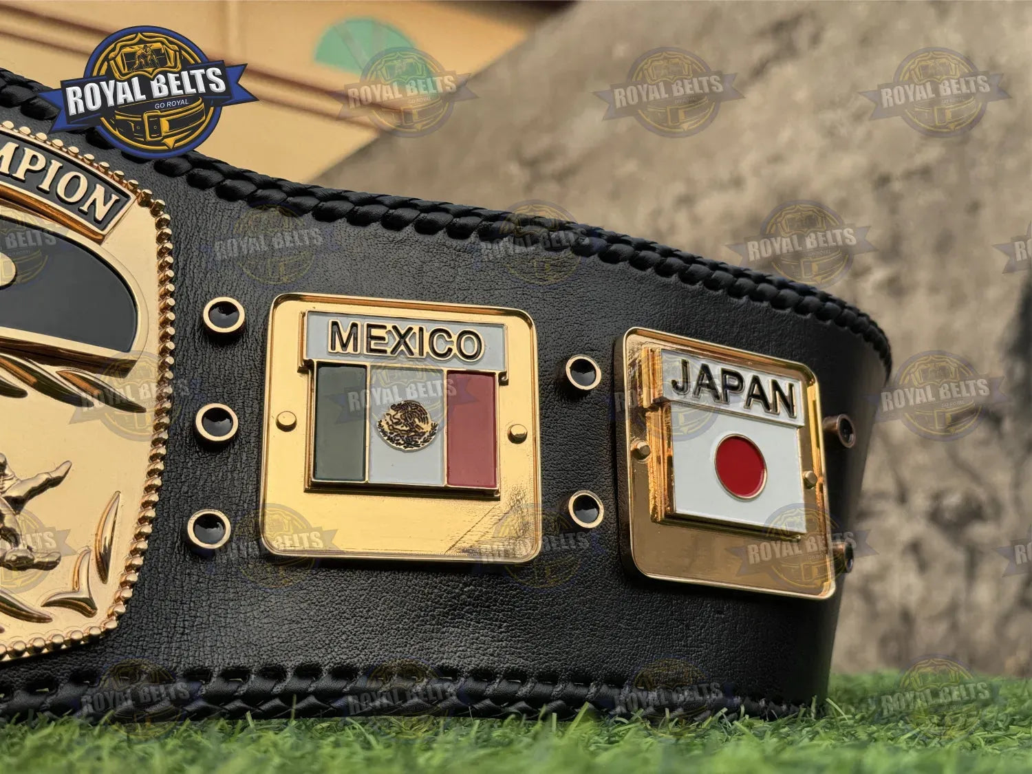 Domed Globe Ric Flair HD CNC Championship Title Belt flexible stitched leather strap with high gloss polished finish