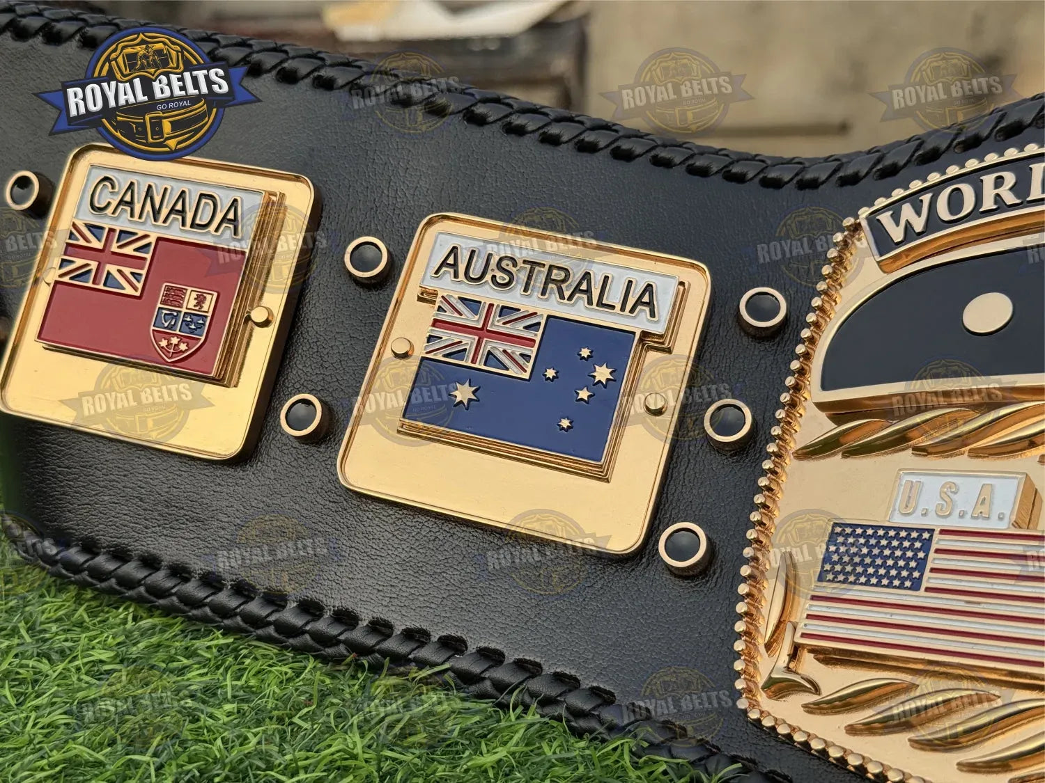 Domed Globe Ric Flair HD CNC Championship Title Belt layered domed plate design with detailed engraved accents