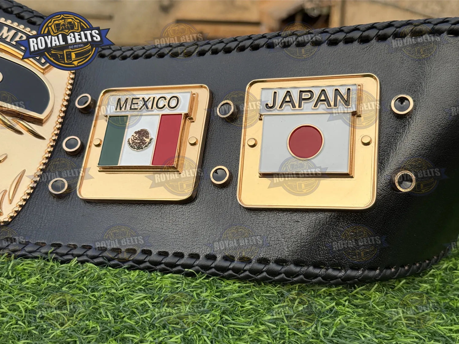 Domed Globe Ric Flair HD CNC Championship Title Belt etched Ric Flair logo on thick center metal plate