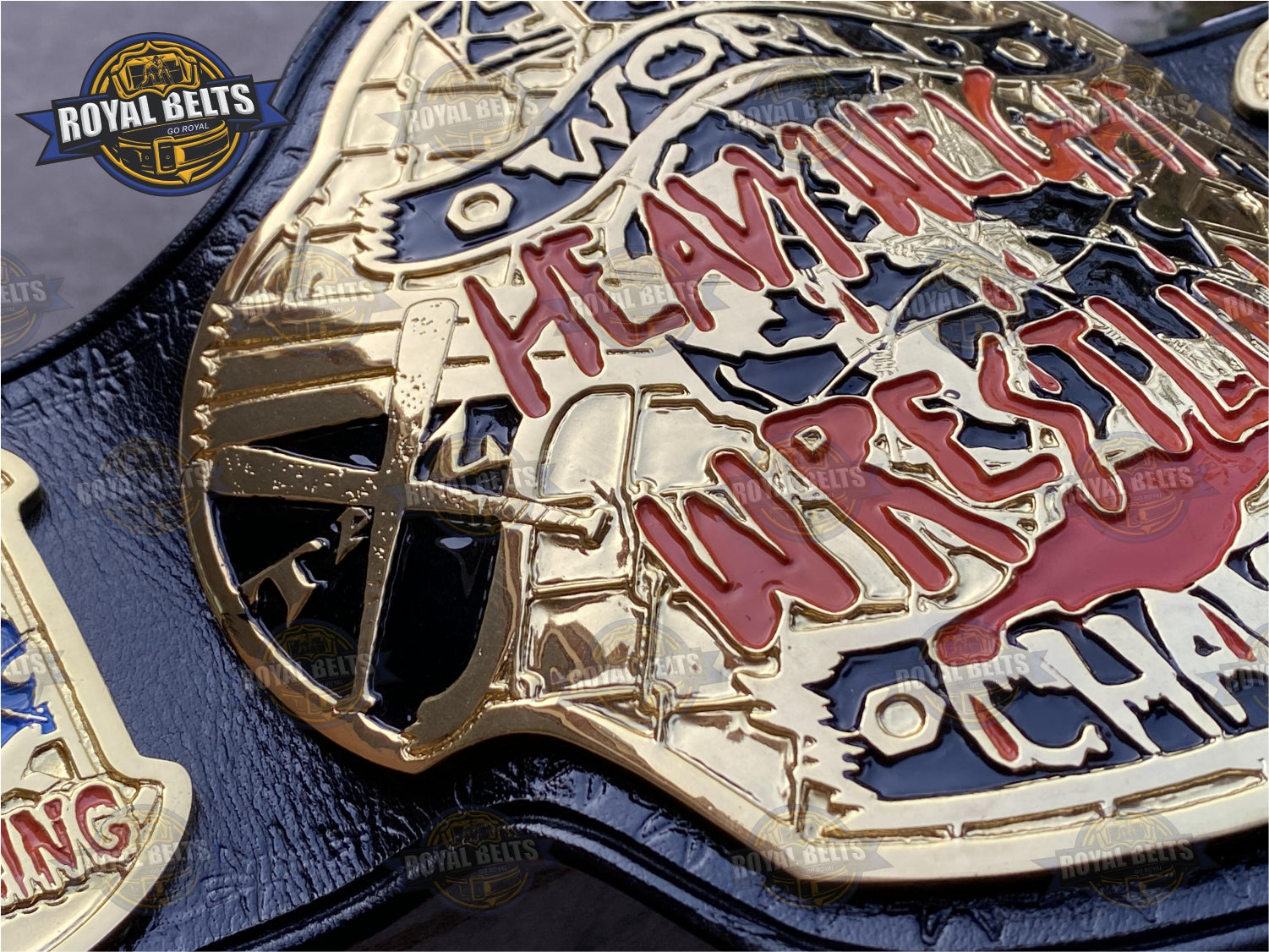 ECW TAZ World Heavyweight title belt replica zinc plated leather strap Handmade by Royal Belts