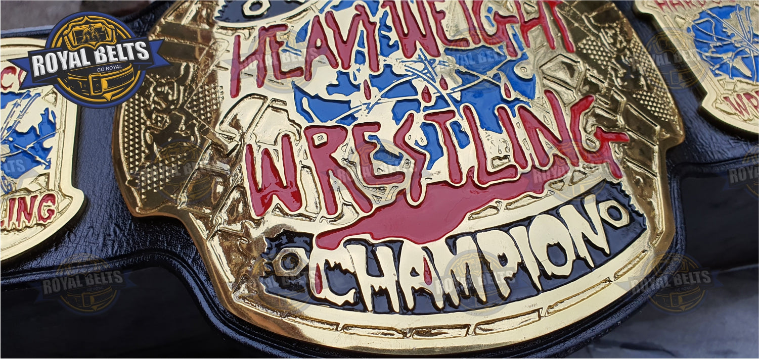 ECW World Heavyweight title belt replica with leather strap, ECW adult size wrestling belt, zinc plated Made by Royal Belts