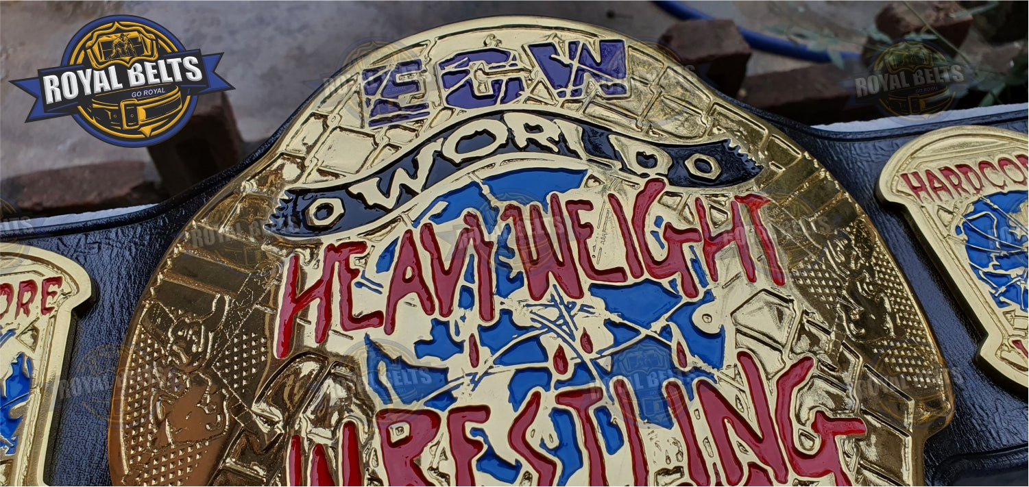 Zinc plated ECW heavyweight title belt, leather strap ECW World belt, wrestling belt for display 
