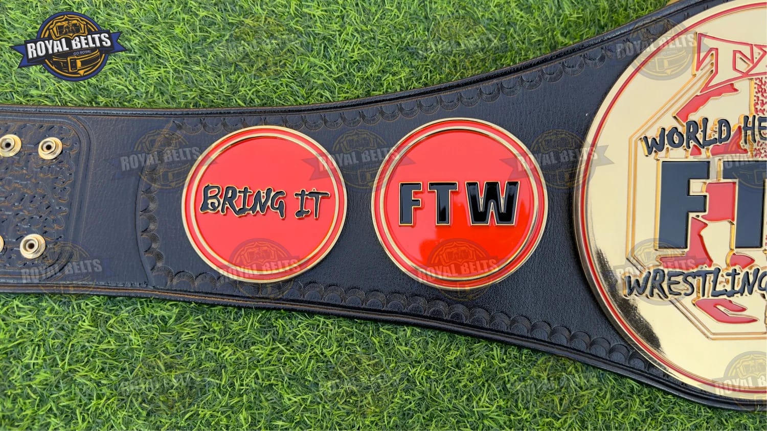 FTW heavyweight wrestling belt CNC featuring clean logo layout and polished surfaces