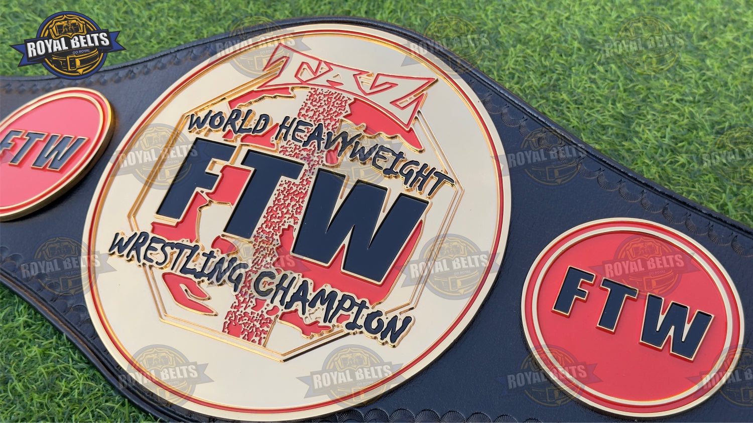 FTW championship belt CNC with deep etched lettering and adjustable snap closure Crafted by Royal Belts