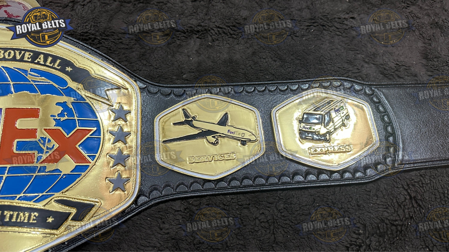 FedEx custom title belt with crisp engraving and collector grade finish