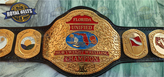Florida Unified Custom Heavyweight Wrestling Championship Title Belt HD CNC