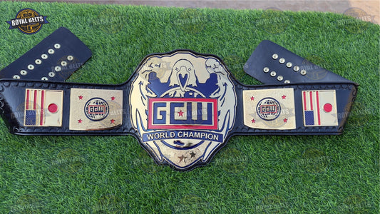 GCW World Wrestling Championship Title Belt Old School Brass Plated