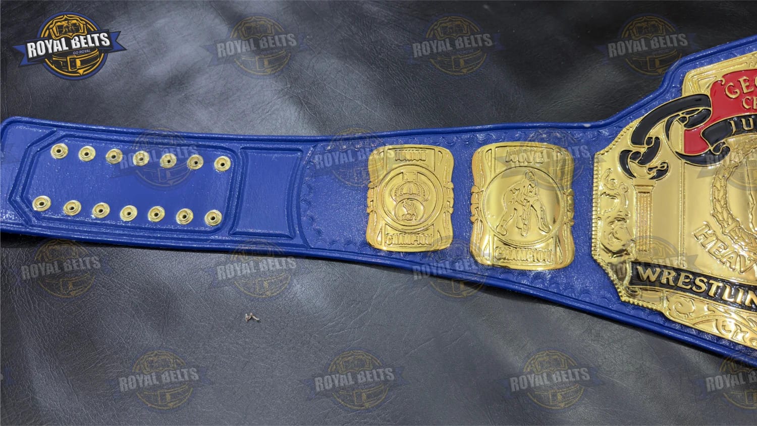 Georgia Crown Junior wrestling title belt vintage design