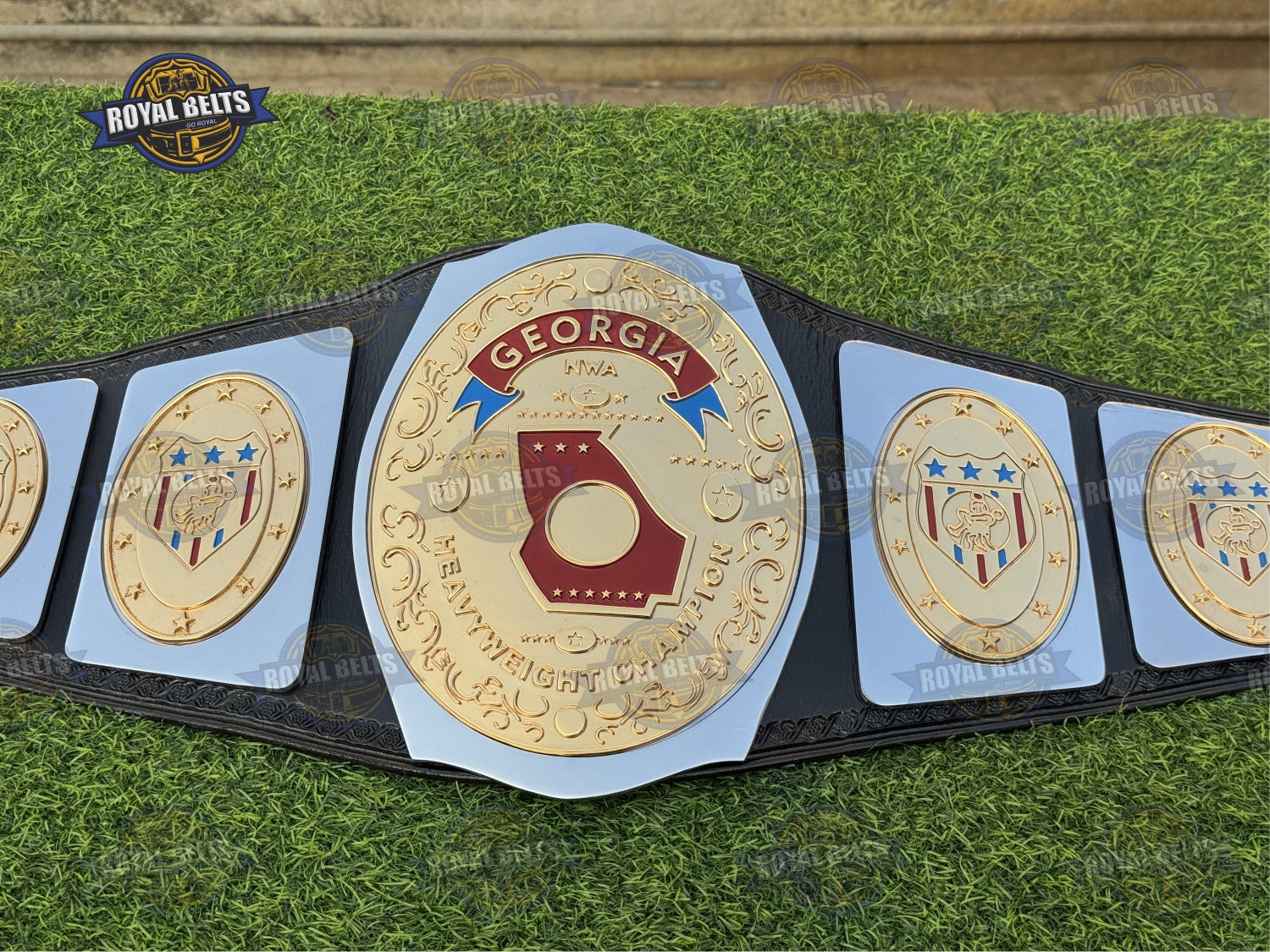 Georgia Heavyweight Championship title belt HD CNC engraved plates Crafted by Royal Belts 