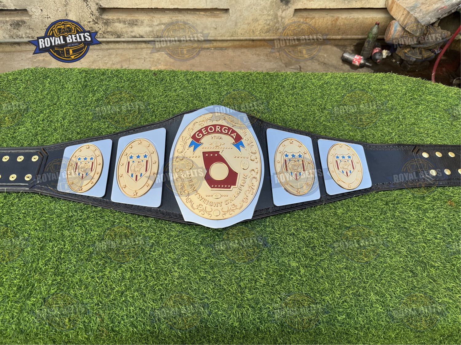 Georgia Heavyweight Championship HD CNC belt with leather strap Designed by Royal Belts 