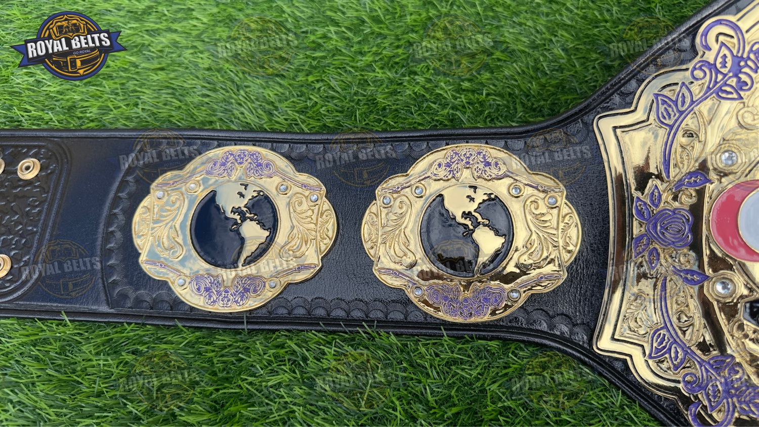 Custom GLOW belt designed with clean borders and flexible black leather strap