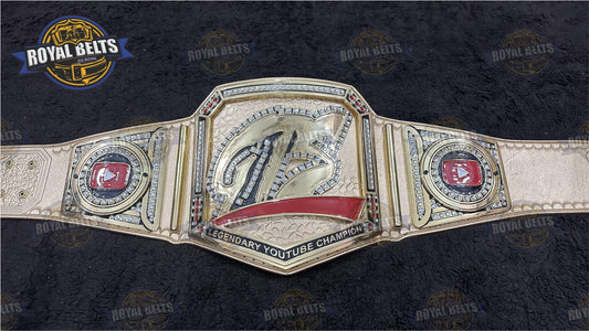 GTS Legendary YouTube Title Belt stacked plated championship belt with metal plates and custom design Handmade by Royal Belts