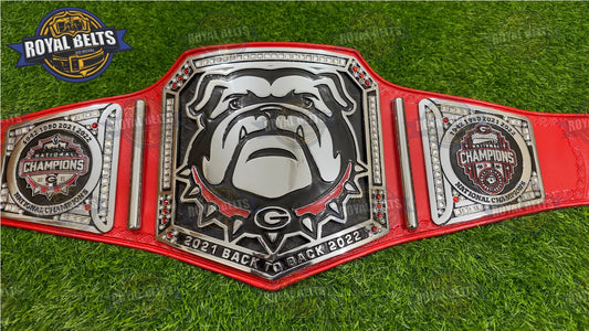 Georgia Bulldog Football National Title Belt replica for dedicated college football fans Made by Royal Belts