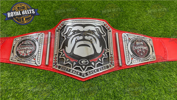Georgia Bulldog Football National Title Belt adult size fan gear display piece Handmade by Royal Belts