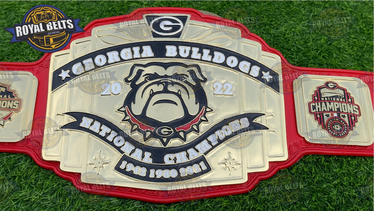 Georgia Bulldog Football Title Belt New Logo replica for college football fans Handmade by Royal Belts