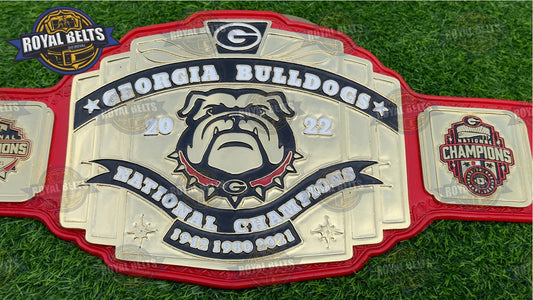 Georgia Bulldog Football Title Belt New Logo replica for college football fans Handmade by Royal Belts