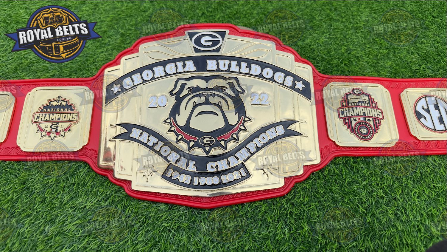 Georgia Bulldog Football Title Belt New Logo premium NCAA style collectible Customised by Royal Belts