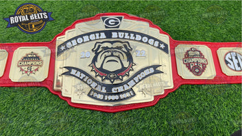 Georgia Bulldog Football Title Belt New Logo premium NCAA style collectible Customised by Royal Belts