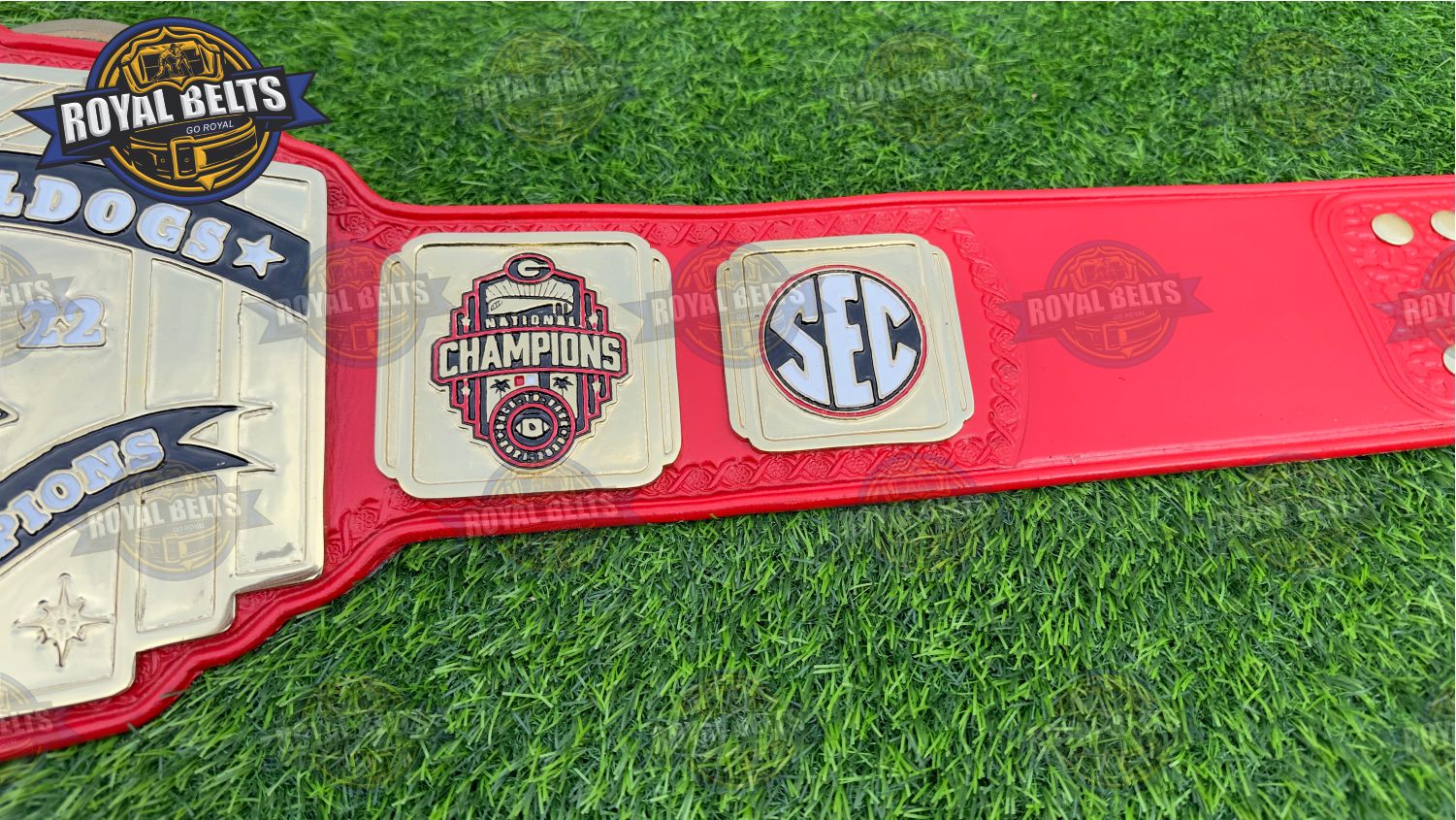 Georgia Bulldog Football Title Belt New Logo replica with bold red and black theme