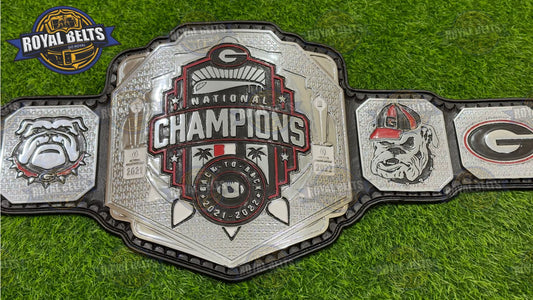 Georgia Bulldog NFL Title Belt Zinc Plated New Logo replica adult size collectible Made by Royal Belts