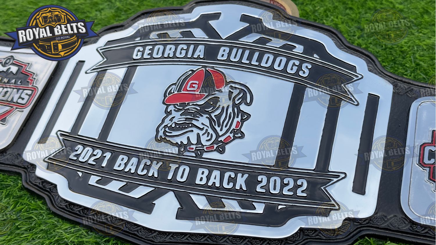 Georgia Bulldog Football National Title Belt adult size fan gear display piece Handmade by Royal Belts