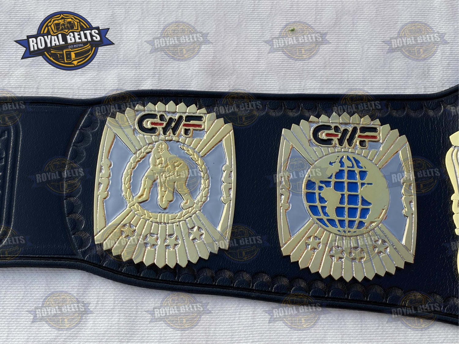 Global Wrestling Federation Belt, smooth reflective polish, engraved logos, adult fit