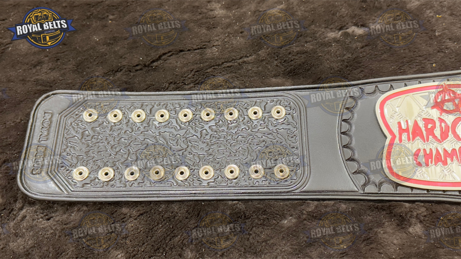 Wrestling championship belt with polished gold plates and leather backing Crafted by Royal Belts