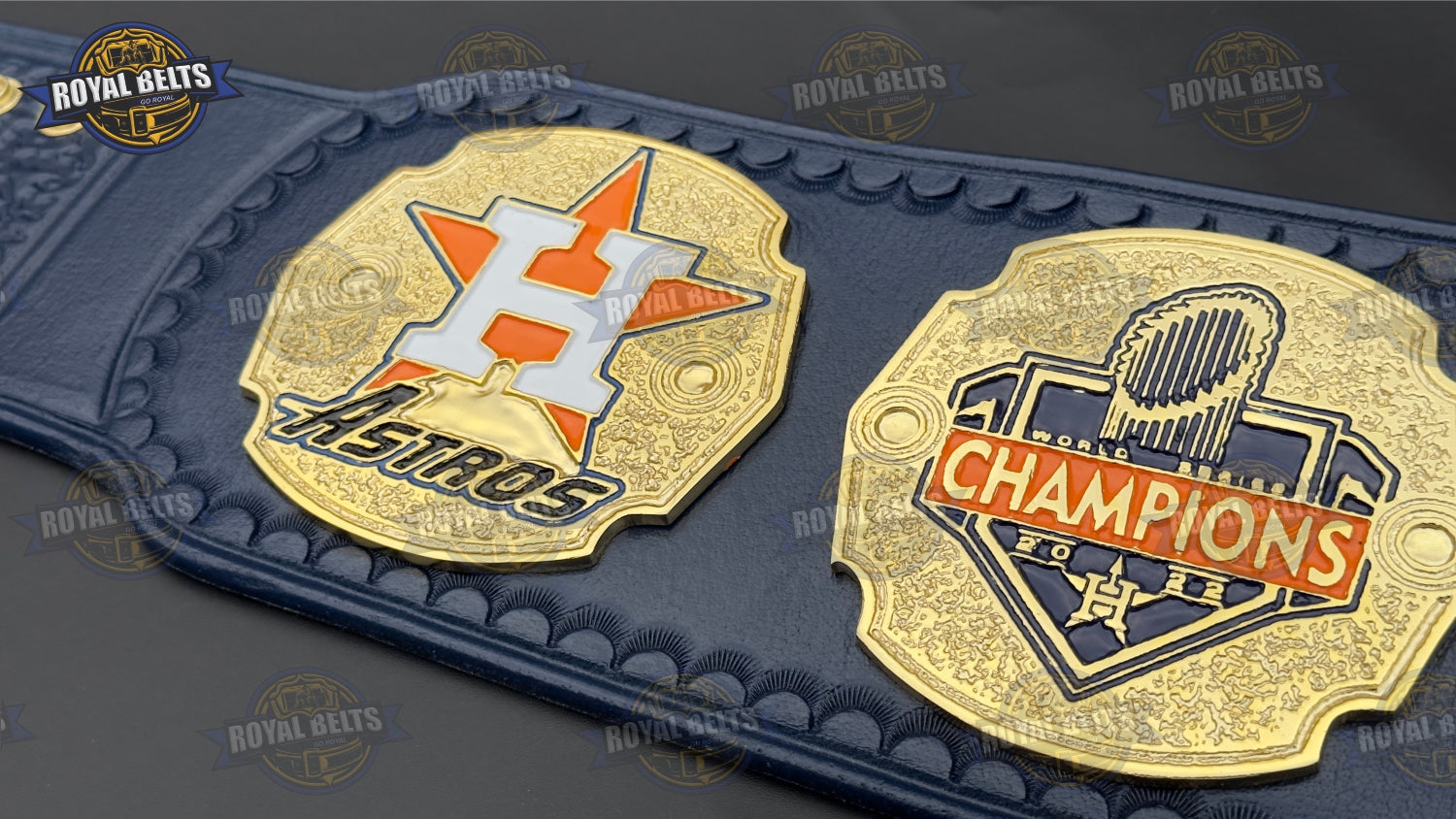 MLB Legacy belt designed with bold Astros branding and curved heavyweight plates