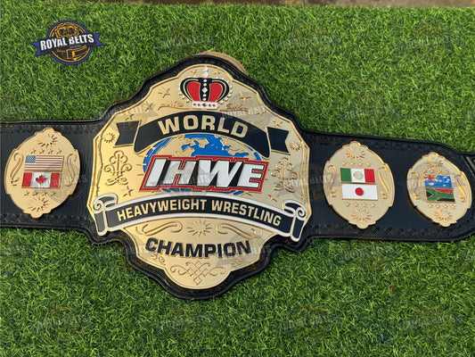 IHWE World Heavyweight Championship title HD CNC belt with detailed metal plates Manufacture by Royal Belts 