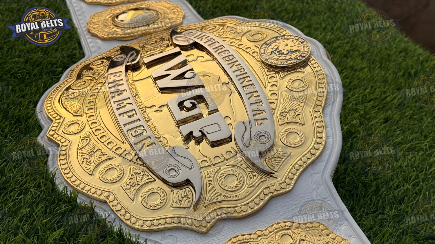IWGP Intercontinental championship belt with heavyweight dual metal plates