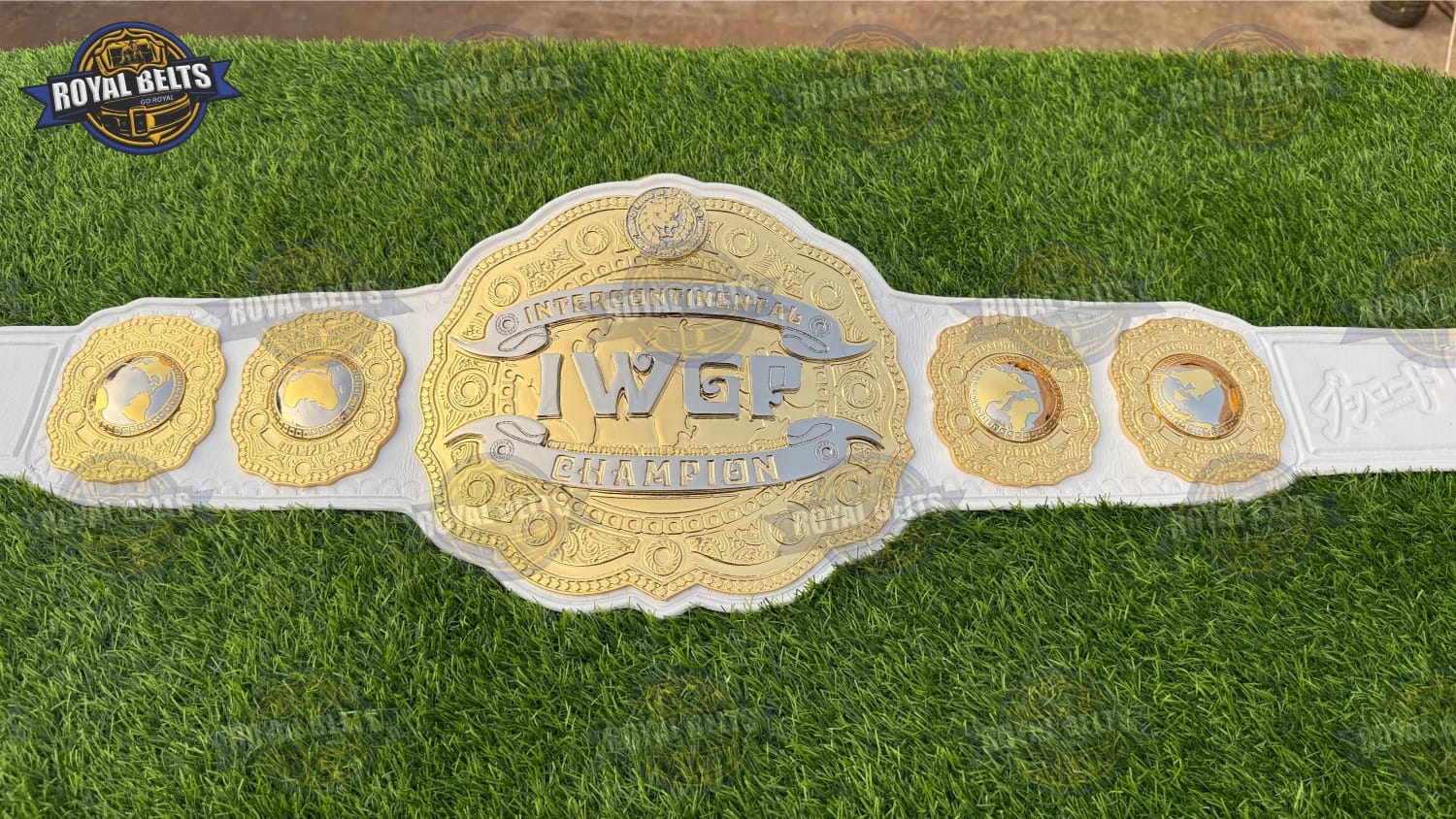 IWGP Intercontinental title belt replica with engraved dual center plate Made by Royal Belts
