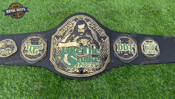 Jake The Snake wrestling belt replica with engraved gold center plate Made by Royal Belts