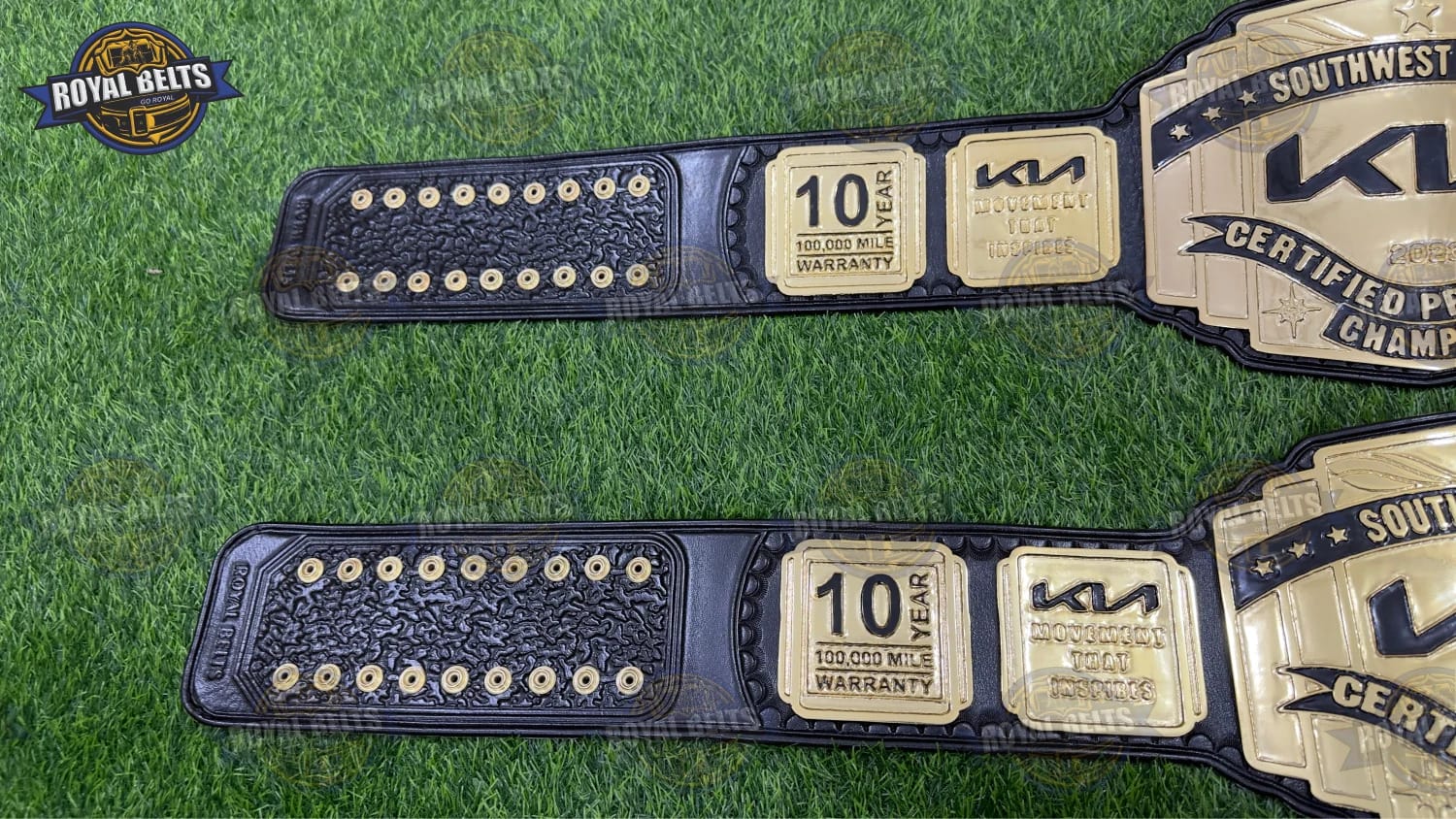 KIA Southwest championship belt replica with CNC machined gold plates
