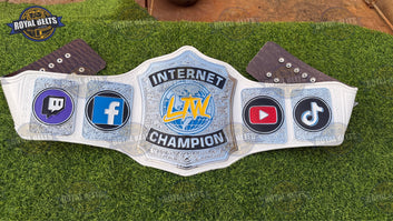 LTW Internet wrestling title belt replica with engraved chrome center plate Made by Royal Belts