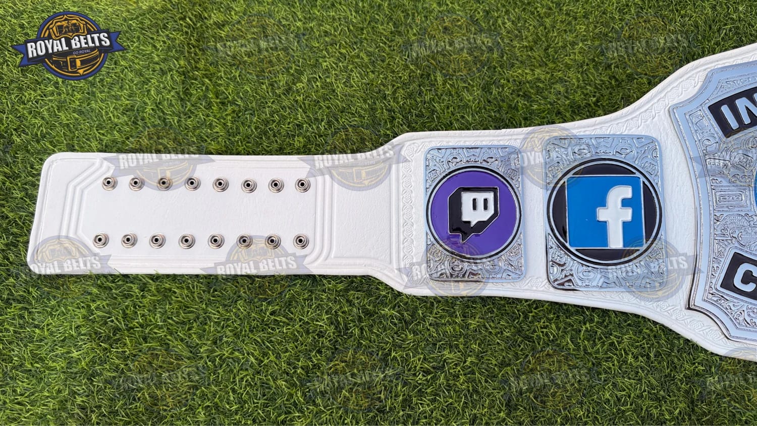 LTW Internet championship title belt with polished chrome plates , snap closure strap Made by Royal Belts