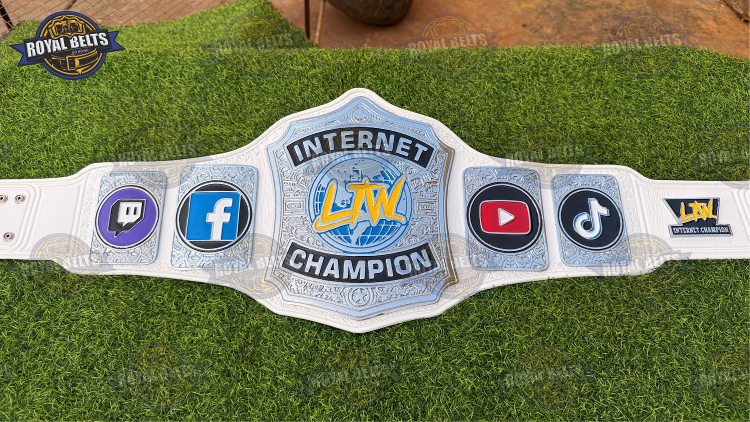 Custom wrestling belt LTW Internet title with heavyweight chrome center plate